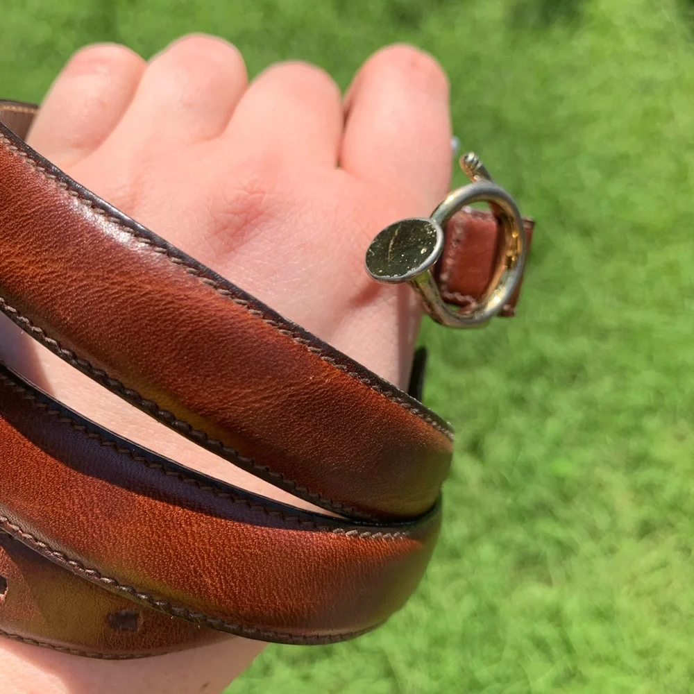 Vintage French Horn Buckle Leather Belt - Picture 11 of 16
